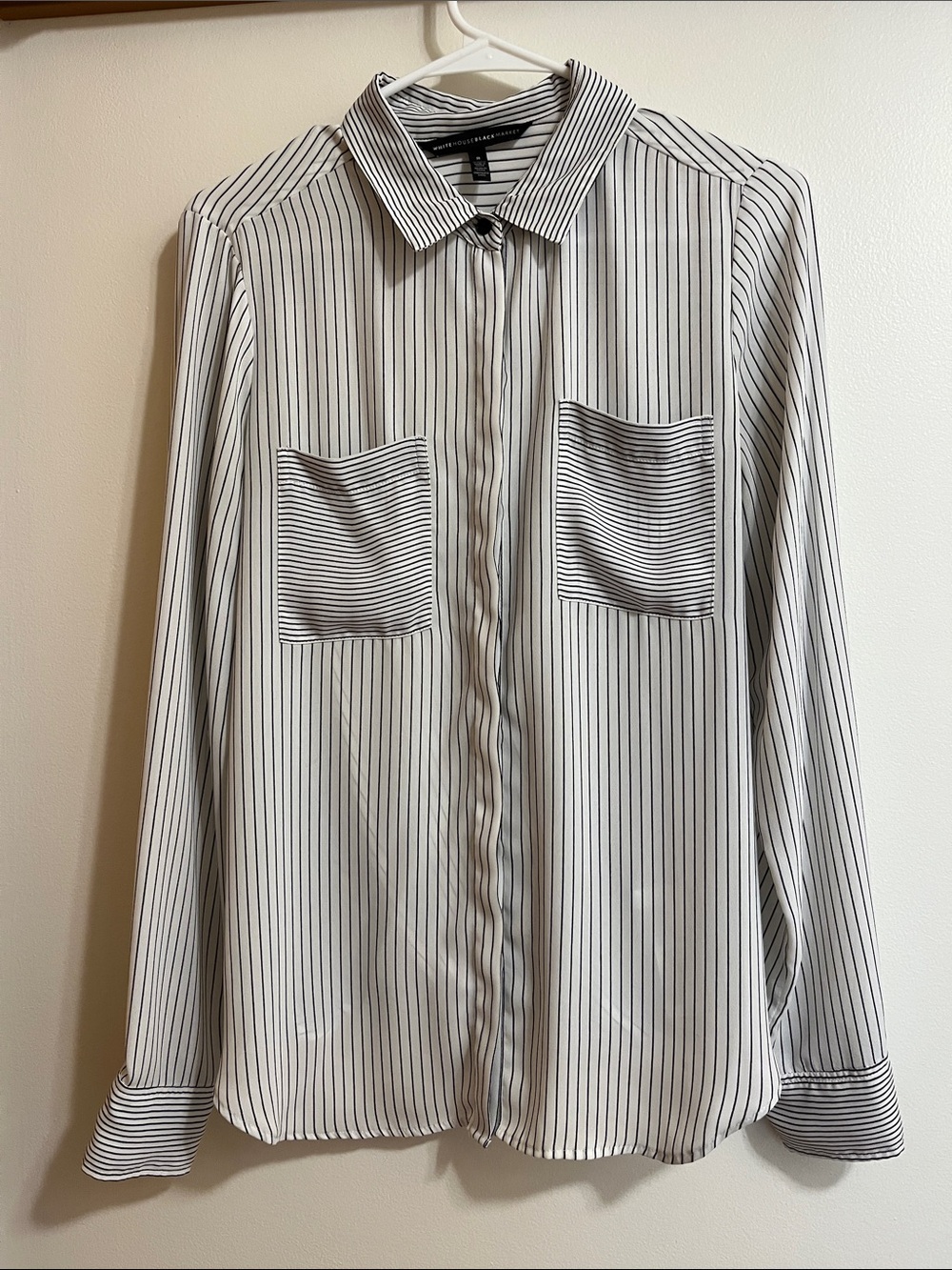 White House Black Market White Shirt with Pinstripes